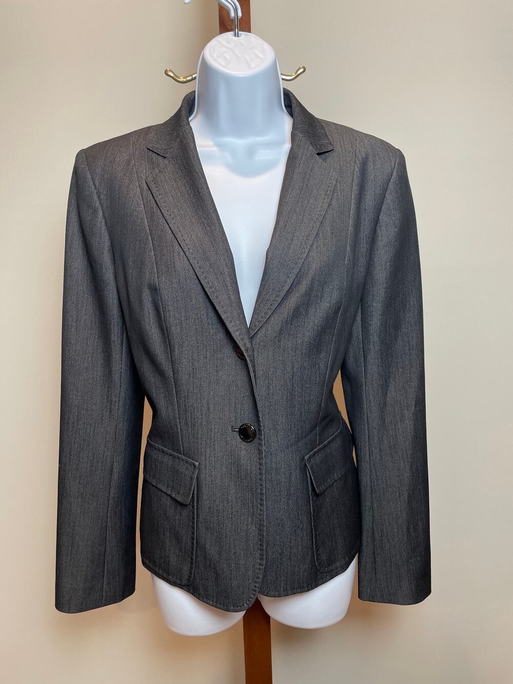 Calvin Klein Size 8 Indigo Stretch Classic Collar Blazer Fully Lined